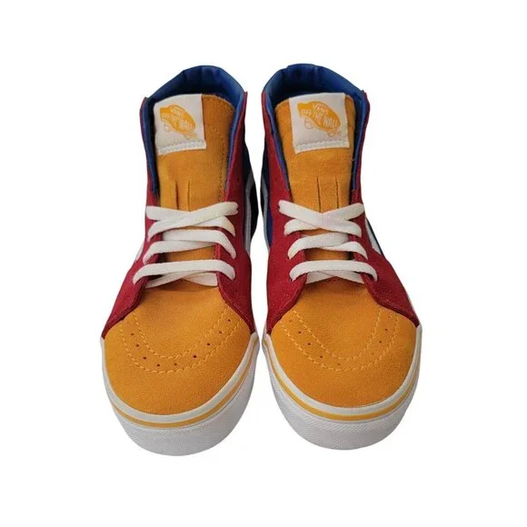 Vans Sk8-Hi PRIMARY BLOCK Color Suede & Canvas High Top Sneakers Kids Sz 4.5 - Picture 2 of 8